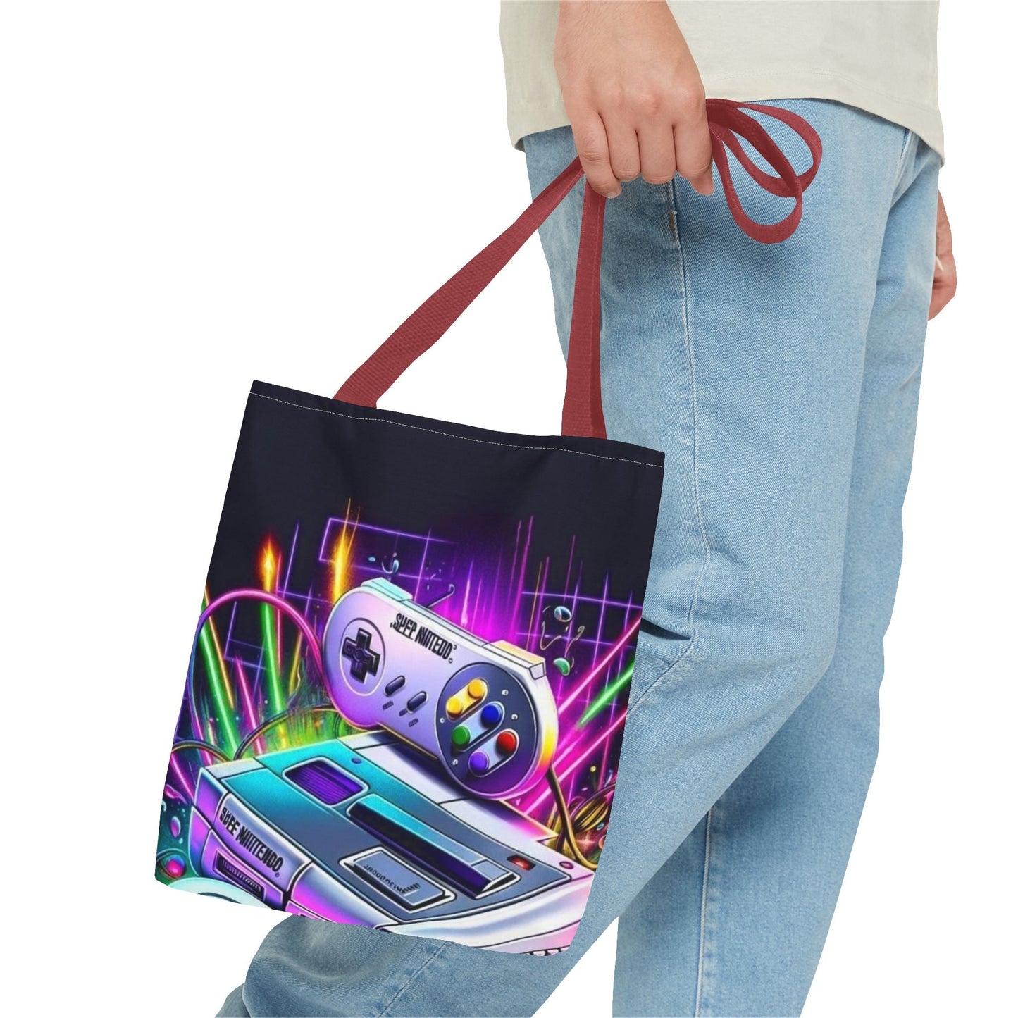 Retro Gamer Tote Bag - Colorful Video Game Art, Gaming Accessories, Gift for Gamers, Stylish Carryall, Console Inspired Design