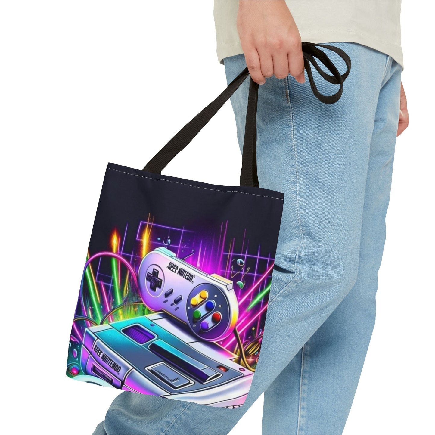 Retro Gamer Tote Bag - Colorful Video Game Art, Gaming Accessories, Gift for Gamers, Stylish Carryall, Console Inspired Design
