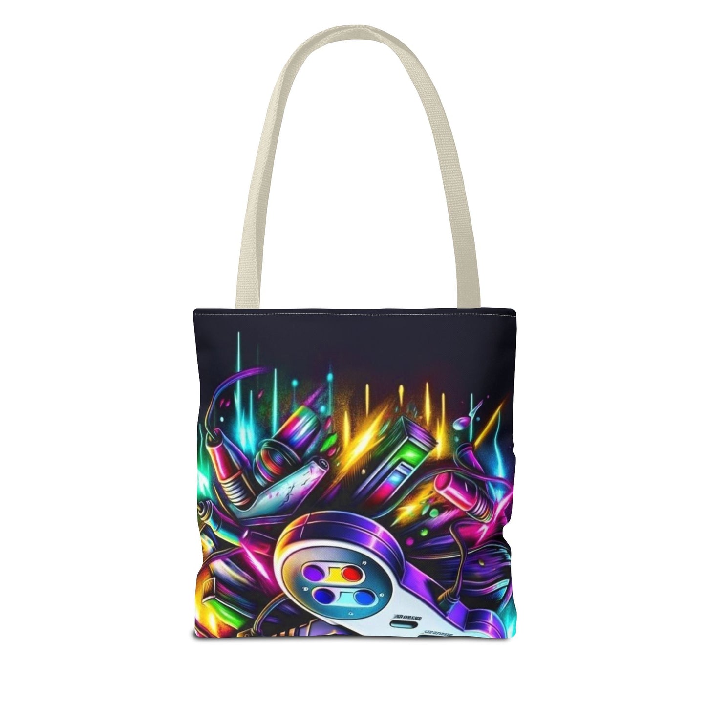 Retro Gamer Tote Bag - Colorful Video Game Art, Gaming Accessories, Gift for Gamers, Stylish Carryall, Console Inspired Design