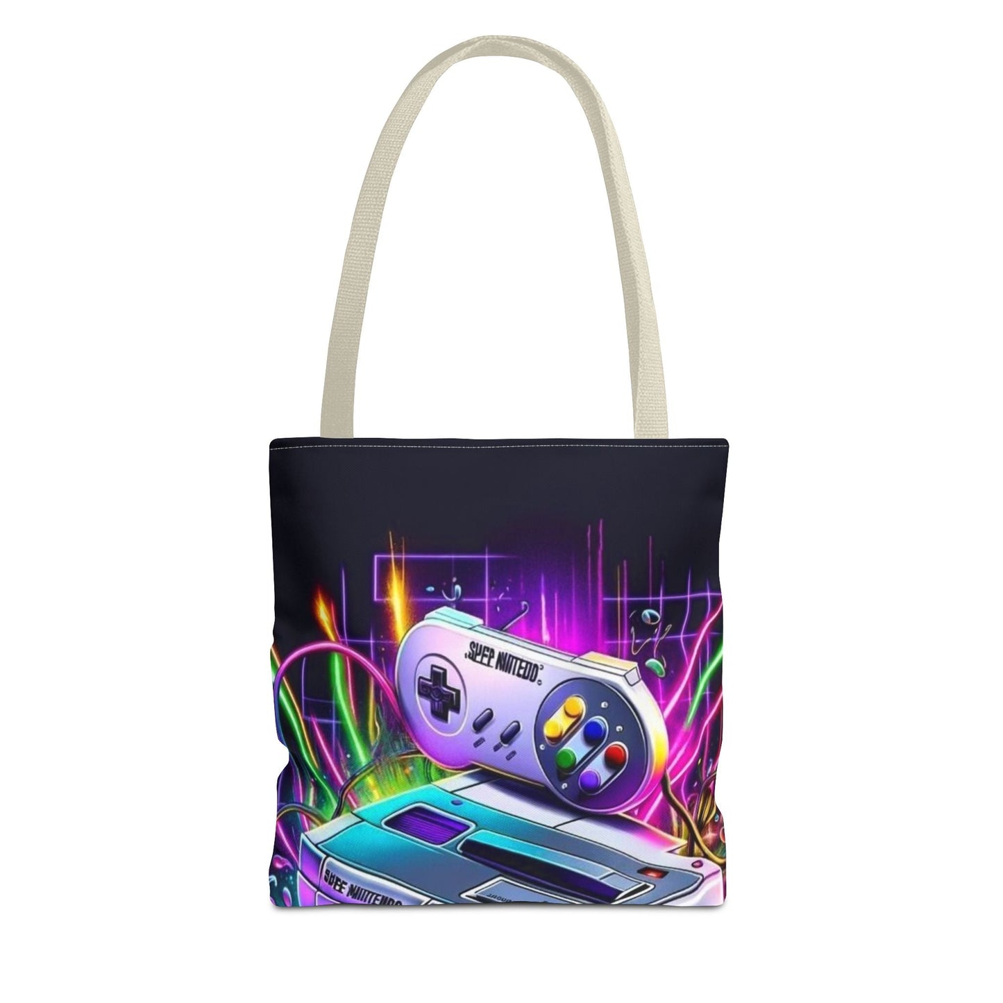 Retro Gamer Tote Bag - Colorful Video Game Art, Gaming Accessories, Gift for Gamers, Stylish Carryall, Console Inspired Design
