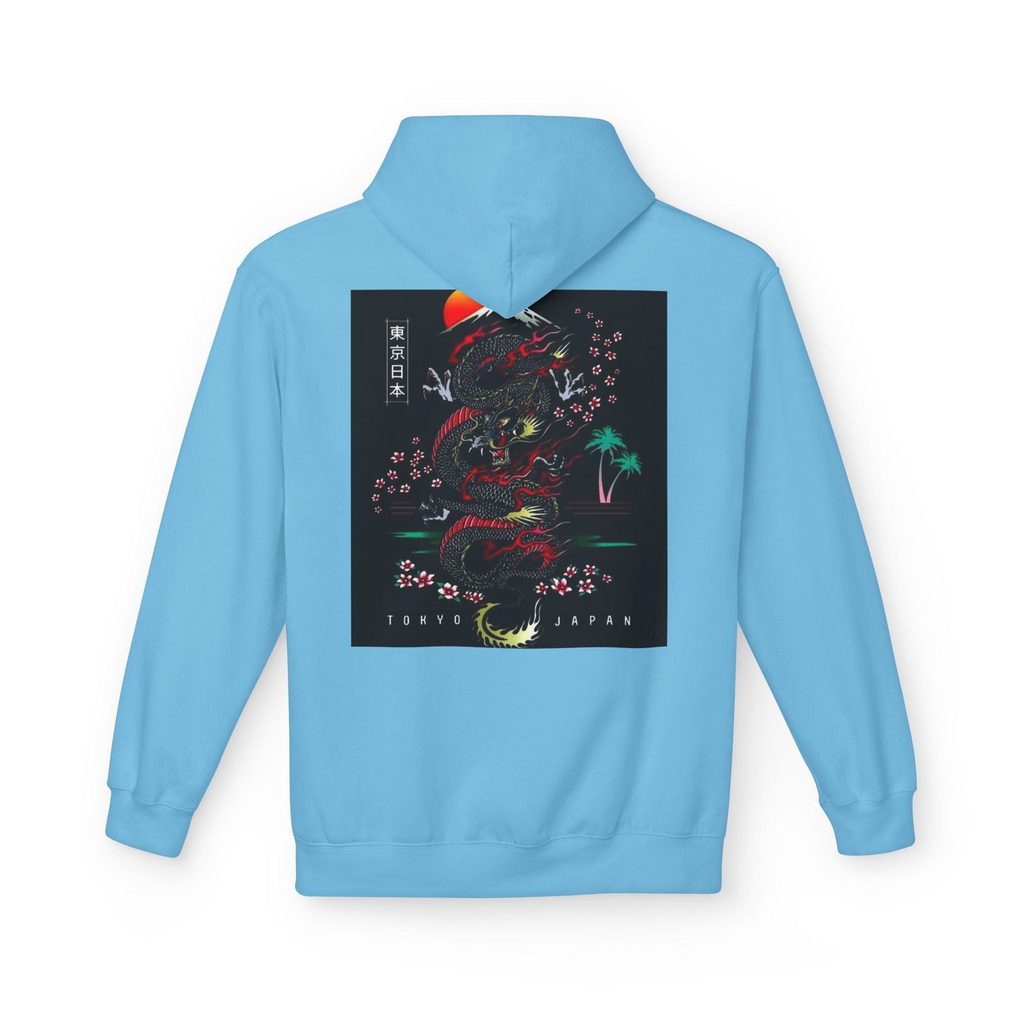 Tokyo Japan Dragon Design Fleece Hoodie - Unisex Midweight Sweatshirt