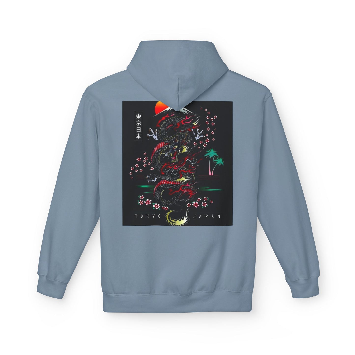 Tokyo Japan Dragon Design Fleece Hoodie - Unisex Midweight Sweatshirt