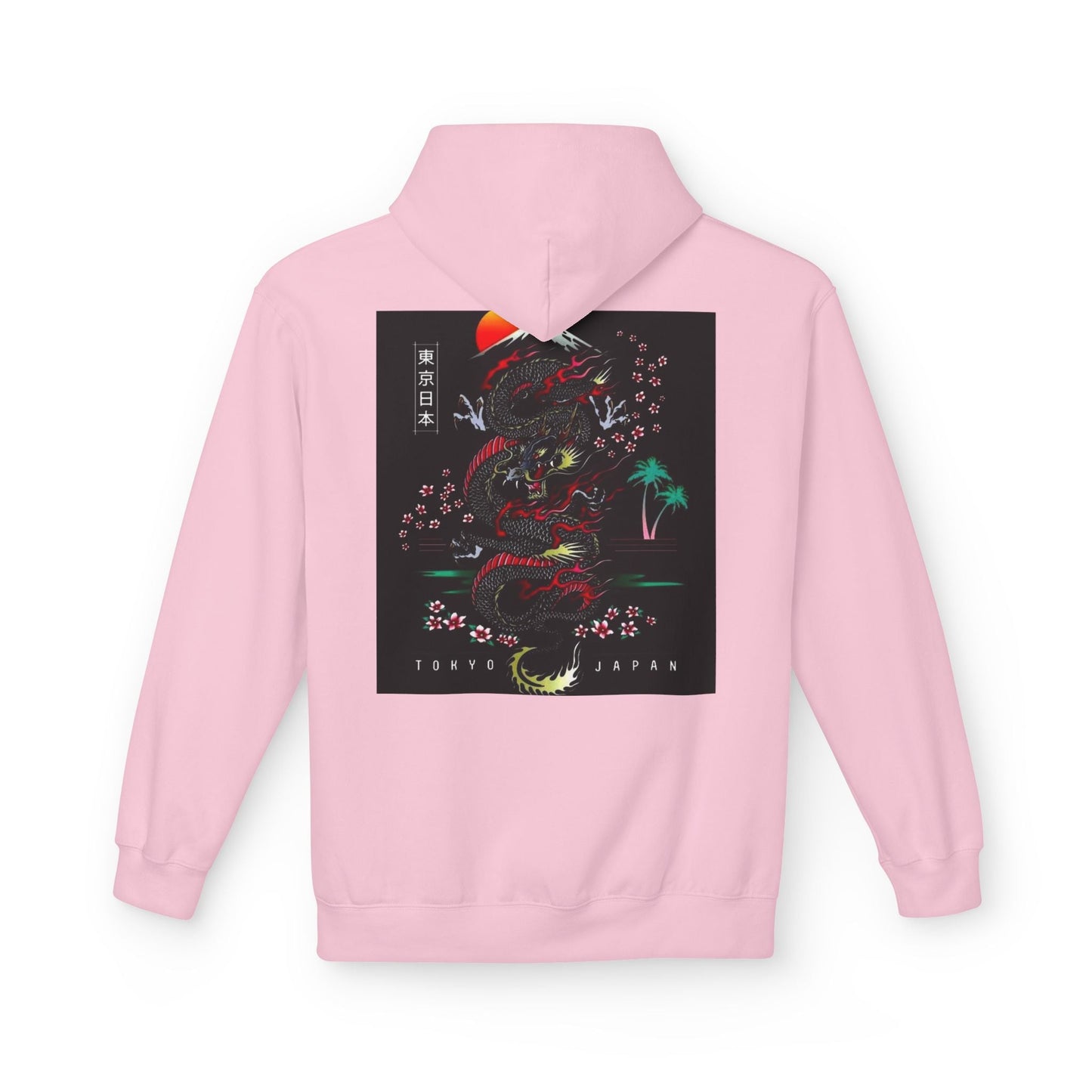 Tokyo Japan Dragon Design Fleece Hoodie - Unisex Midweight Sweatshirt