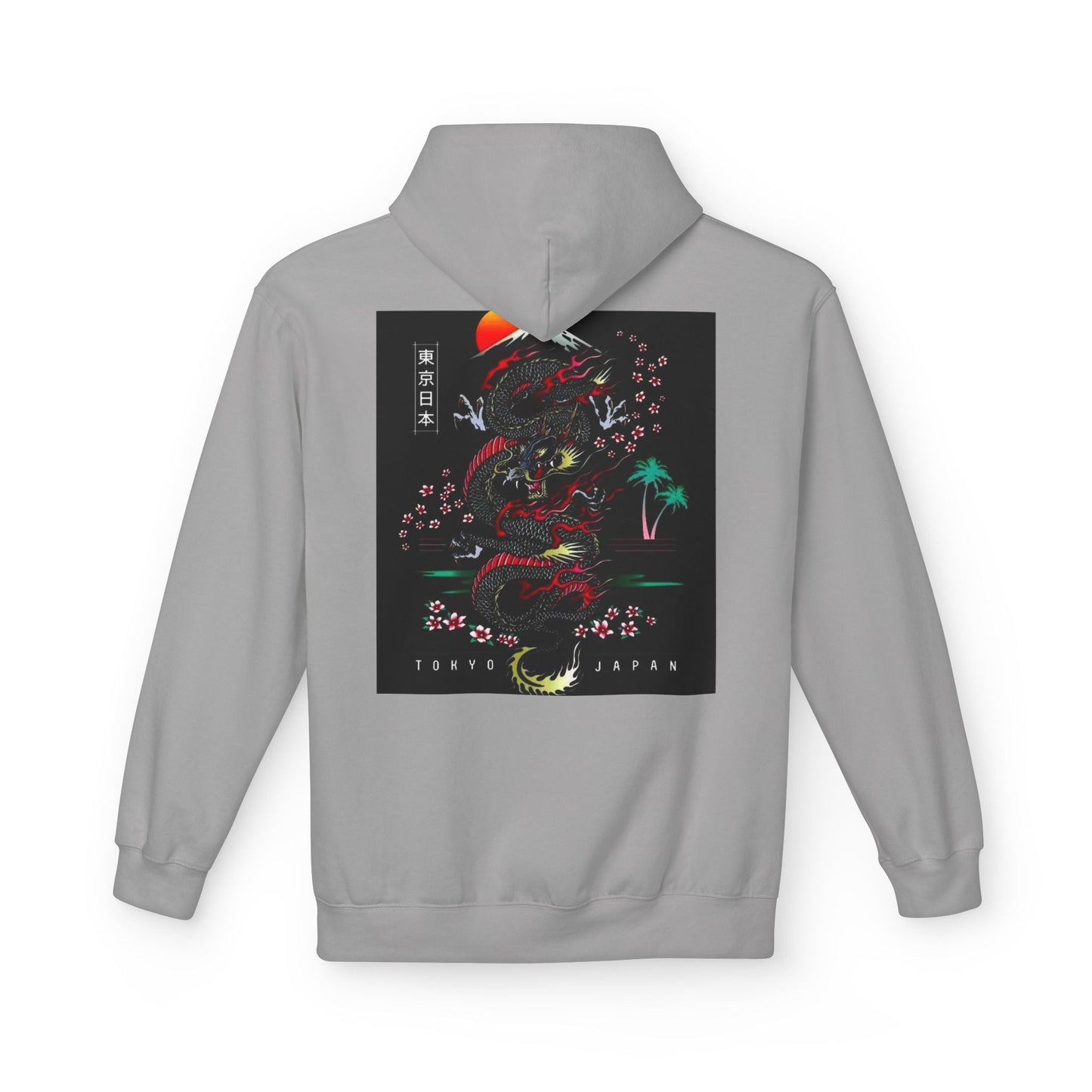 Tokyo Japan Dragon Design Fleece Hoodie - Unisex Midweight Sweatshirt