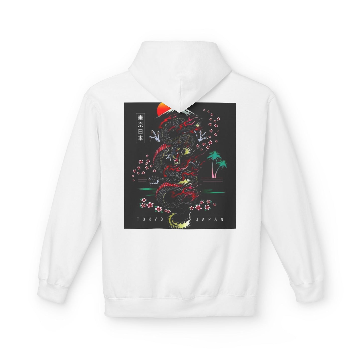 Tokyo Japan Dragon Design Fleece Hoodie - Unisex Midweight Sweatshirt
