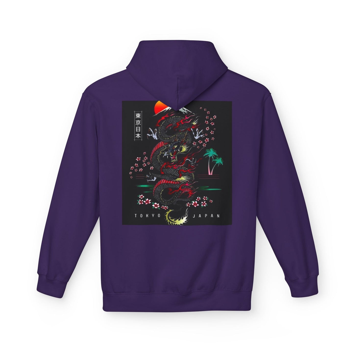 Tokyo Japan Dragon Design Fleece Hoodie - Unisex Midweight Sweatshirt
