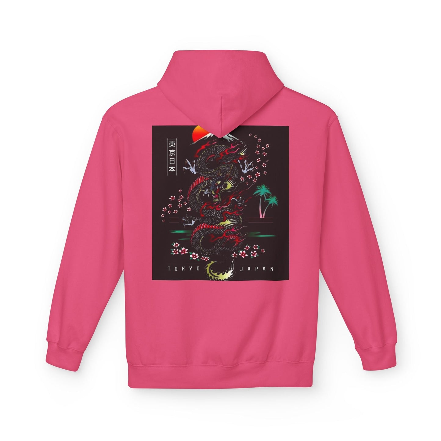 Tokyo Japan Dragon Design Fleece Hoodie - Unisex Midweight Sweatshirt