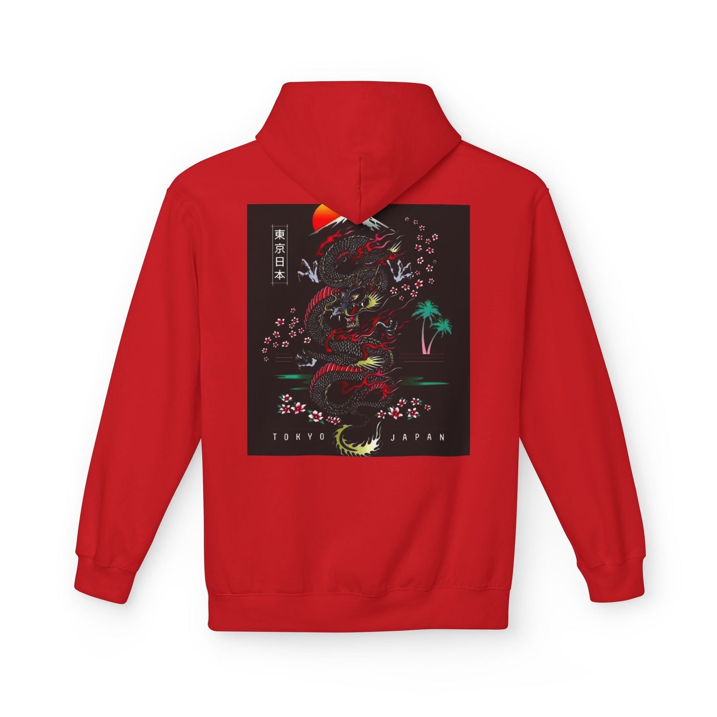 Tokyo Japan Dragon Design Fleece Hoodie - Unisex Midweight Sweatshirt