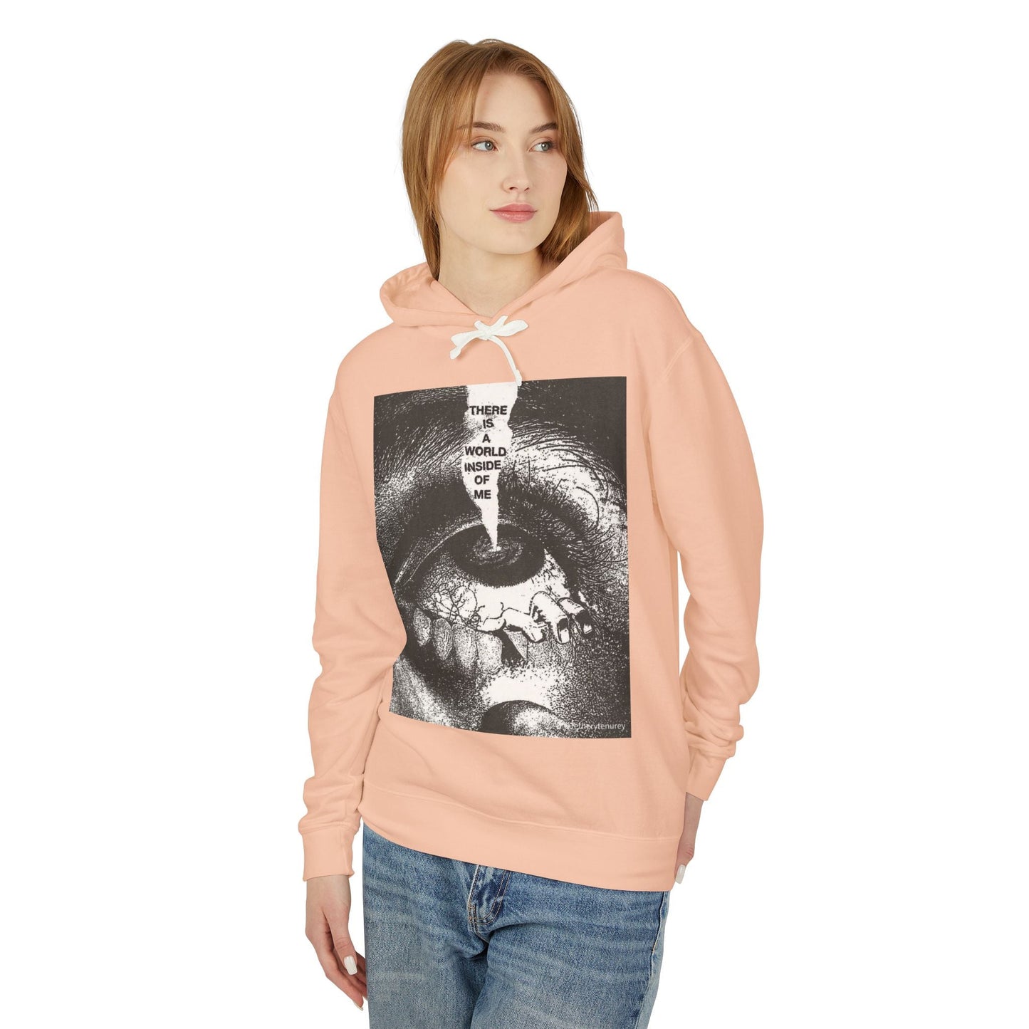 Unisex Lightweight Hooded Sweatshirt - "There is a World Inside of Me" Artistic Design