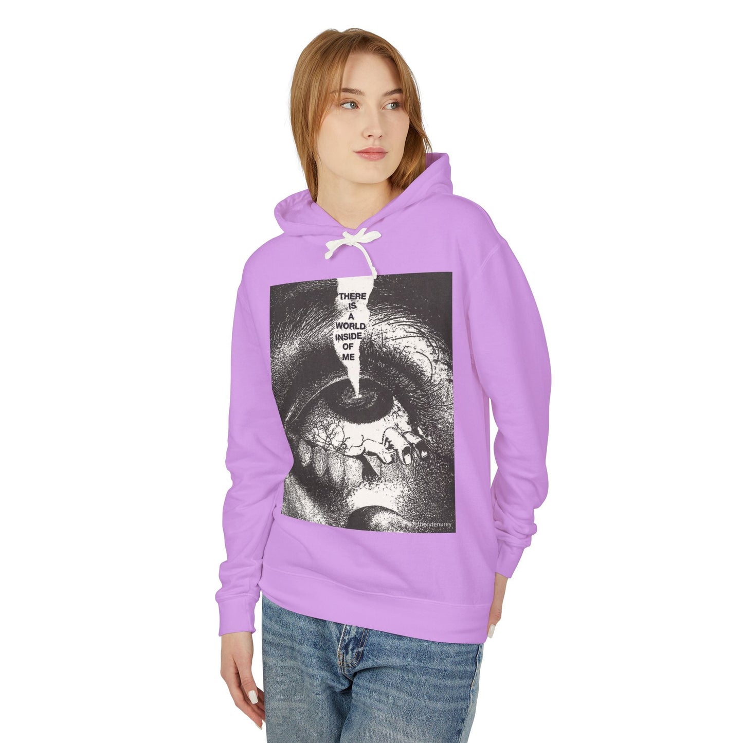Unisex Lightweight Hooded Sweatshirt - "There is a World Inside of Me" Artistic Design