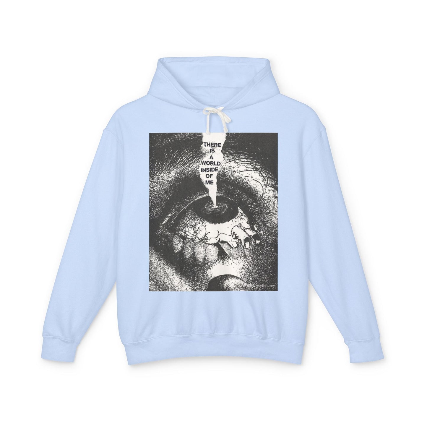 Unisex Lightweight Hooded Sweatshirt - "There is a World Inside of Me" Artistic Design