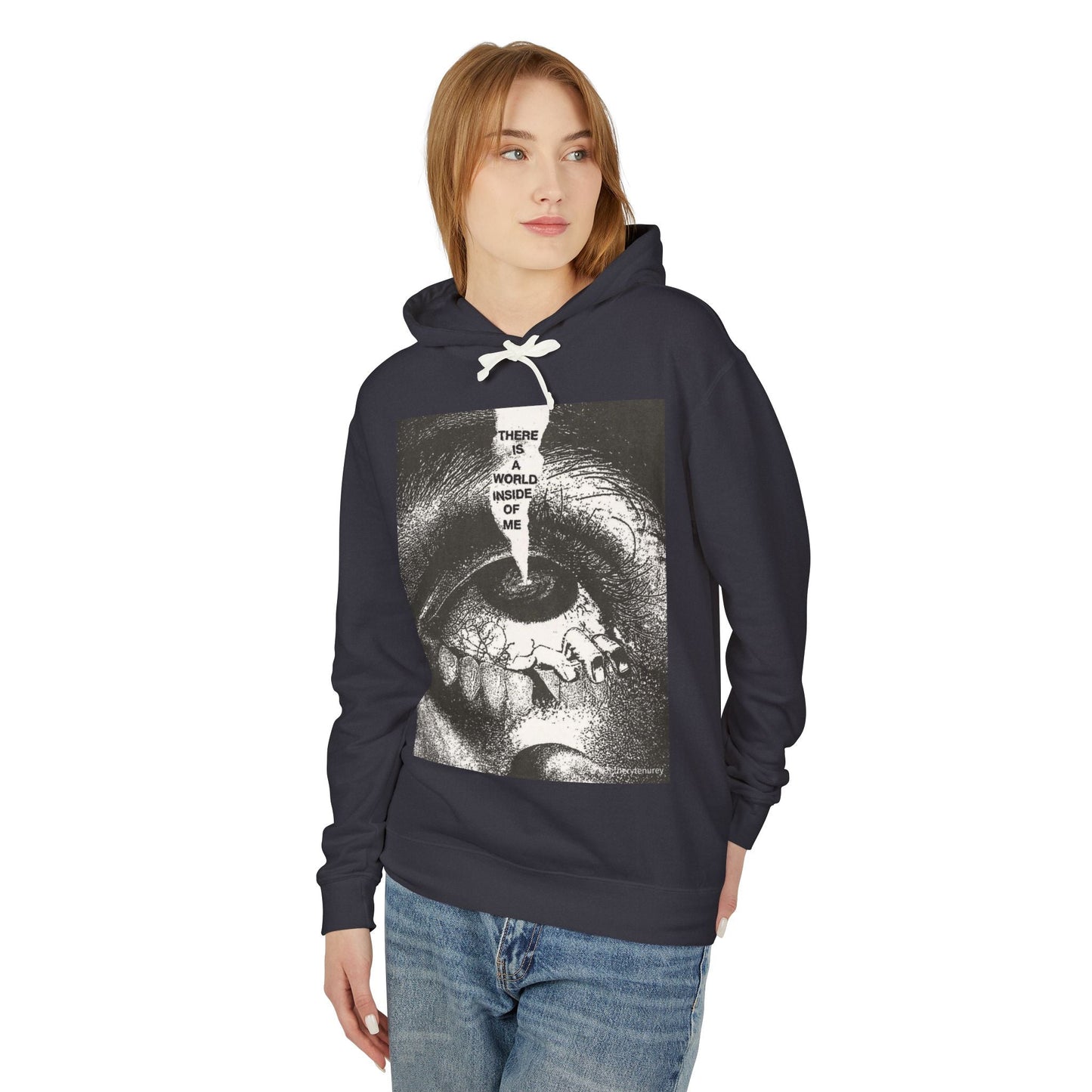 Unisex Lightweight Hooded Sweatshirt - "There is a World Inside of Me" Artistic Design