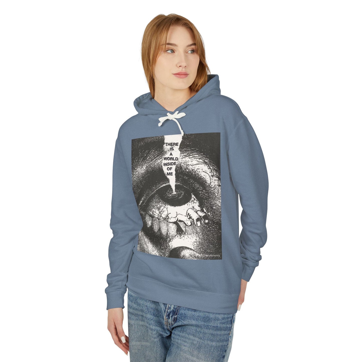 Unisex Lightweight Hooded Sweatshirt - "There is a World Inside of Me" Artistic Design