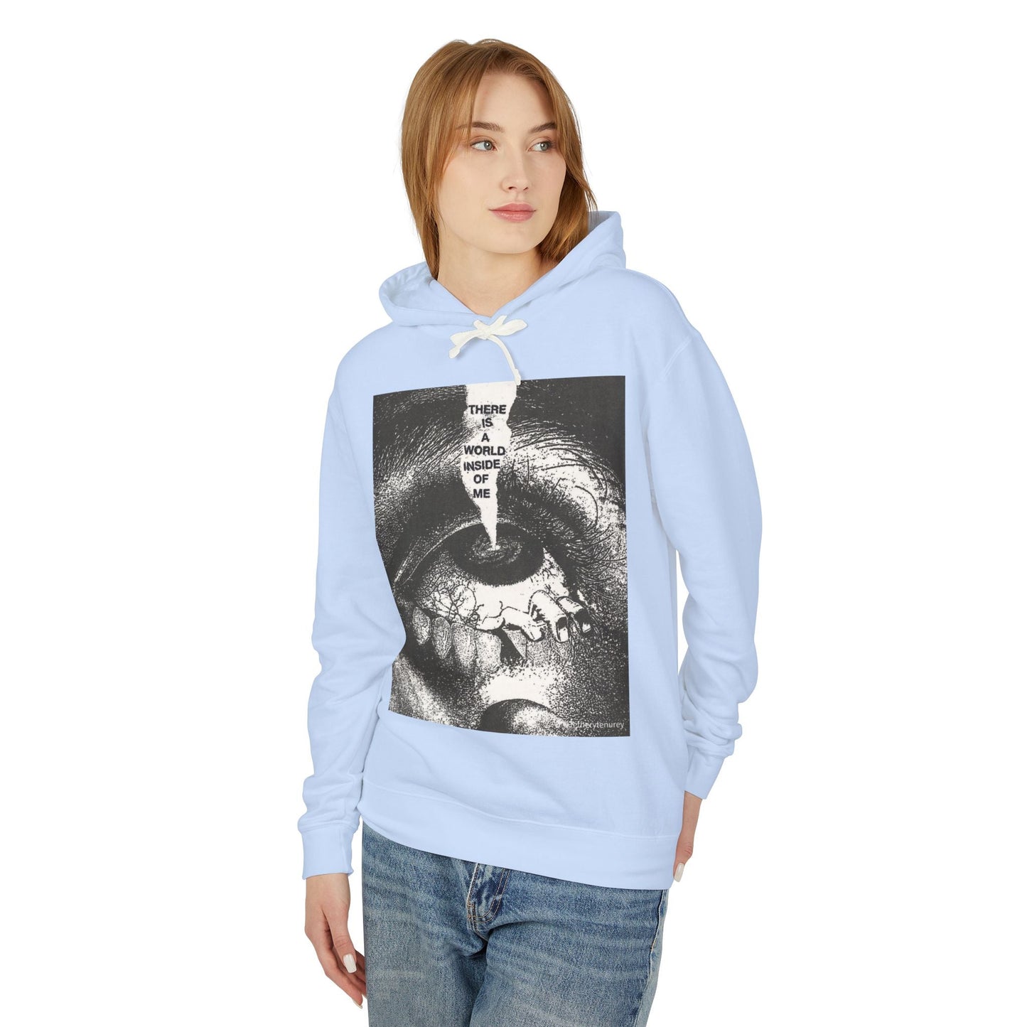 Unisex Lightweight Hooded Sweatshirt - "There is a World Inside of Me" Artistic Design
