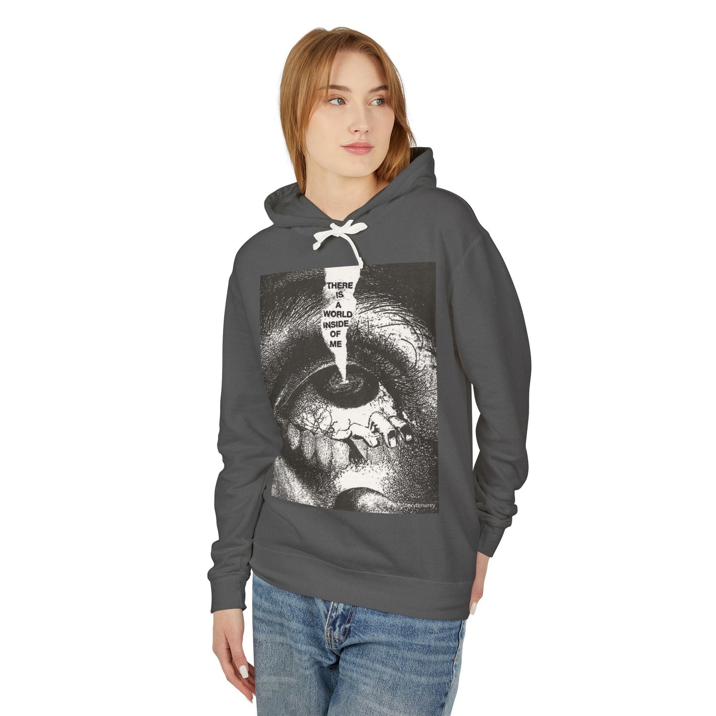 Unisex Lightweight Hooded Sweatshirt - "There is a World Inside of Me" Artistic Design