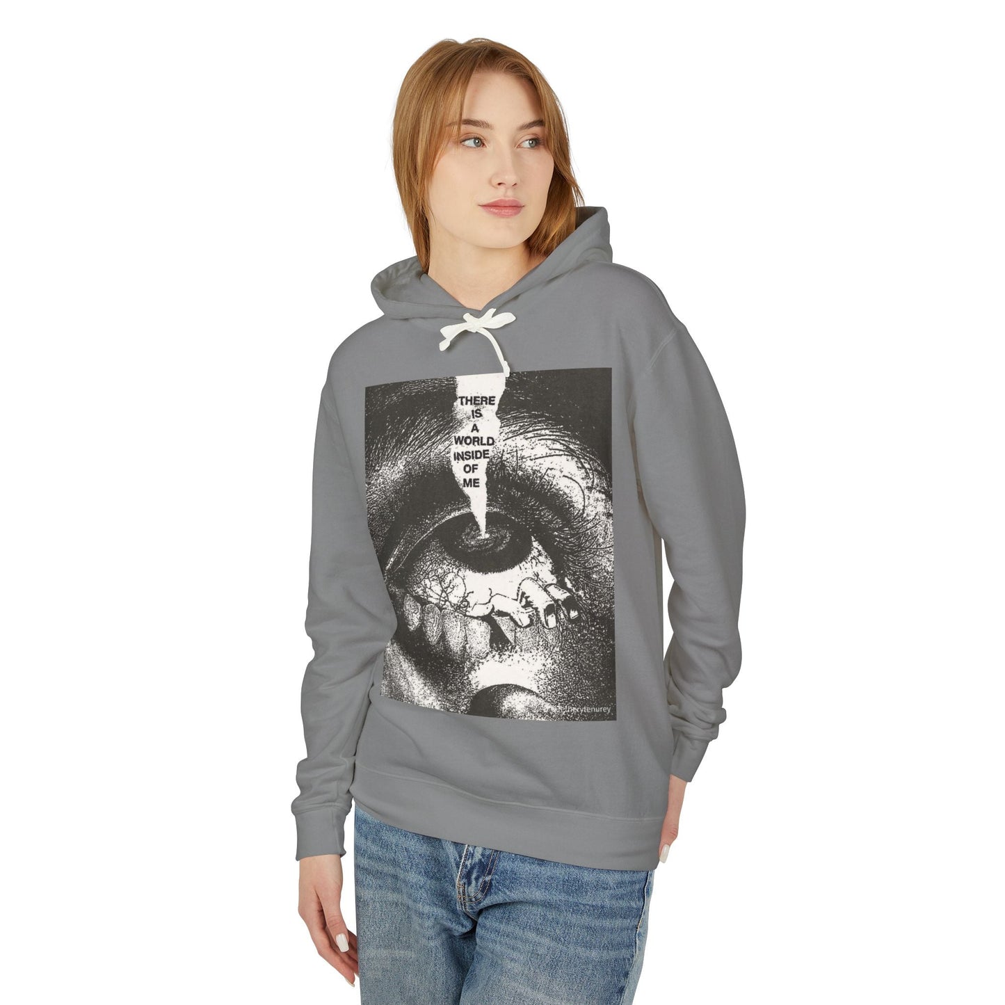 Unisex Lightweight Hooded Sweatshirt - "There is a World Inside of Me" Artistic Design