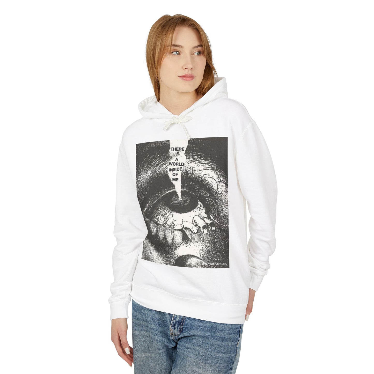 Unisex Lightweight Hooded Sweatshirt - "There is a World Inside of Me" Artistic Design