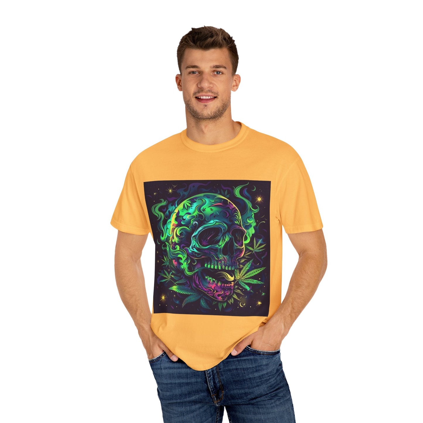 Vibrant Skull & Cannabis Unisex Tee - Perfect for Festivals & Everyday Wear