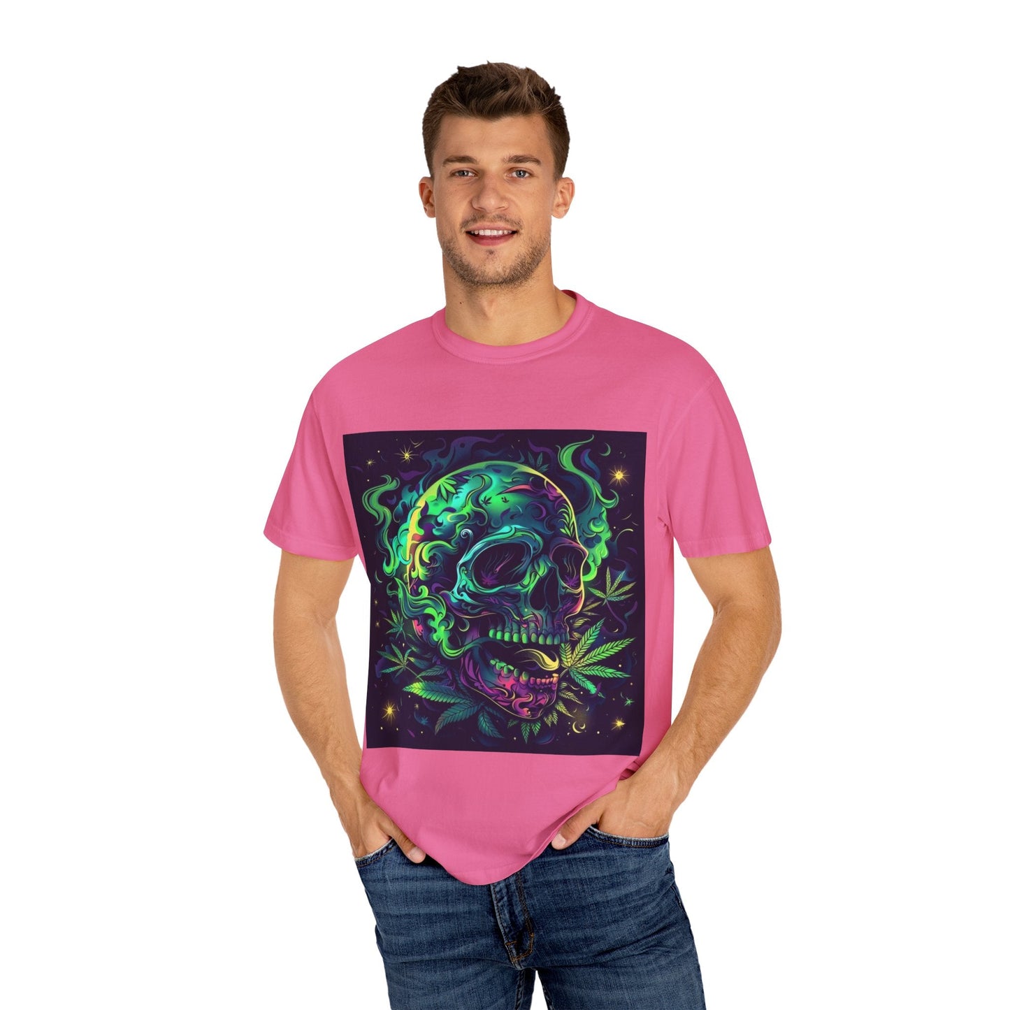 Vibrant Skull & Cannabis Unisex Tee - Perfect for Festivals & Everyday Wear