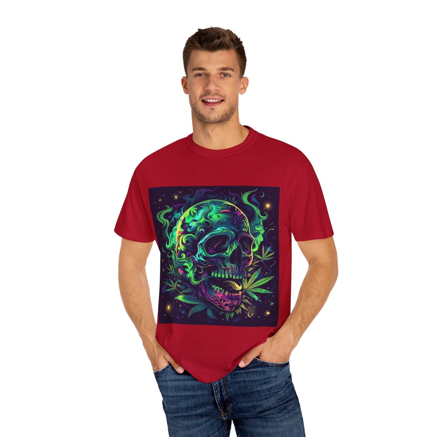 Vibrant Skull & Cannabis Unisex Tee - Perfect for Festivals & Everyday Wear