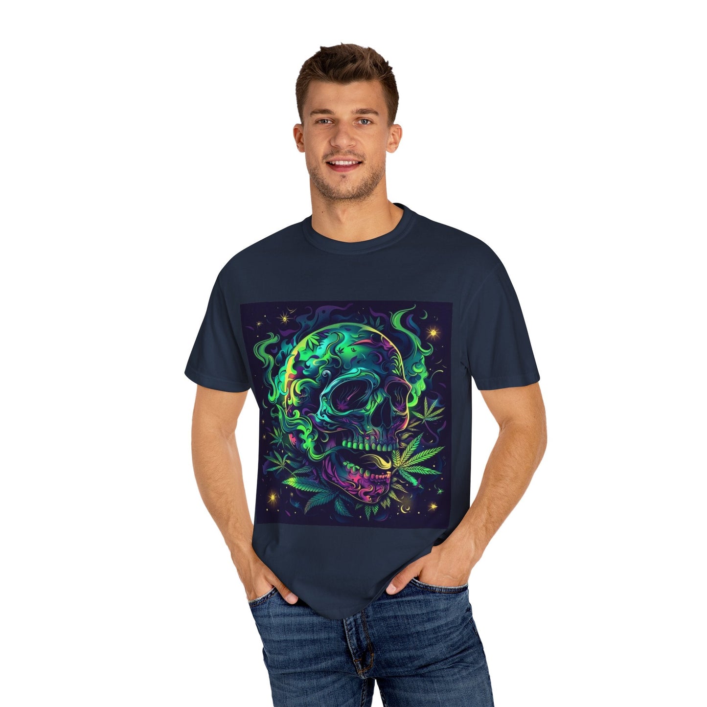 Vibrant Skull & Cannabis Unisex Tee - Perfect for Festivals & Everyday Wear