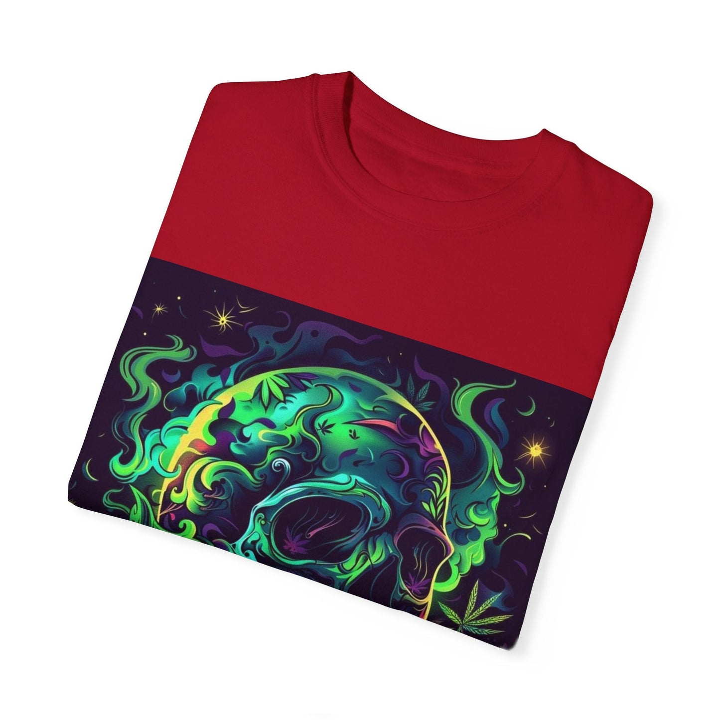 Vibrant Skull & Cannabis Unisex Tee - Perfect for Festivals & Everyday Wear