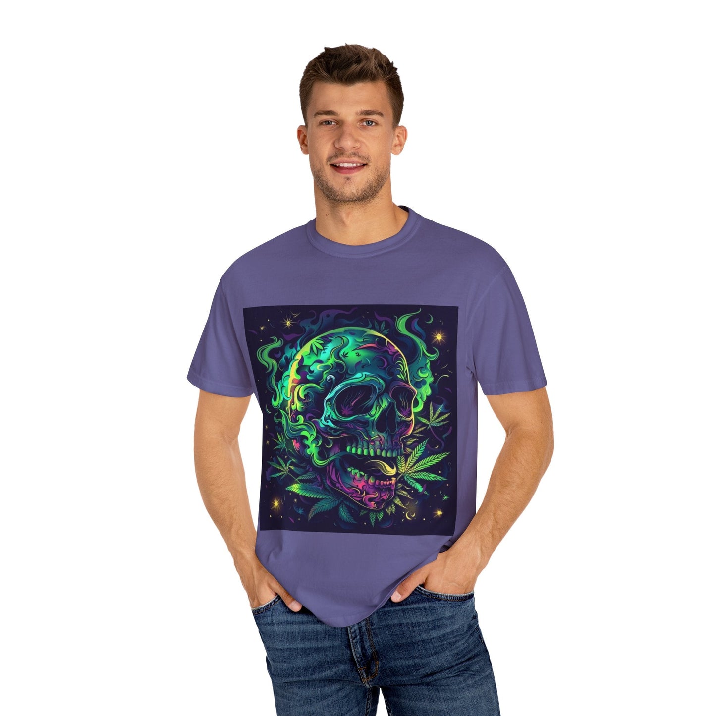 Vibrant Skull & Cannabis Unisex Tee - Perfect for Festivals & Everyday Wear