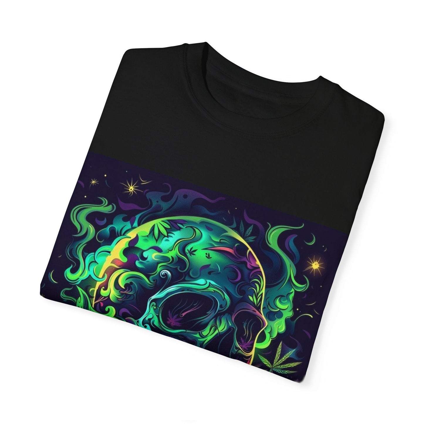 Vibrant Skull & Cannabis Unisex Tee - Perfect for Festivals & Everyday Wear