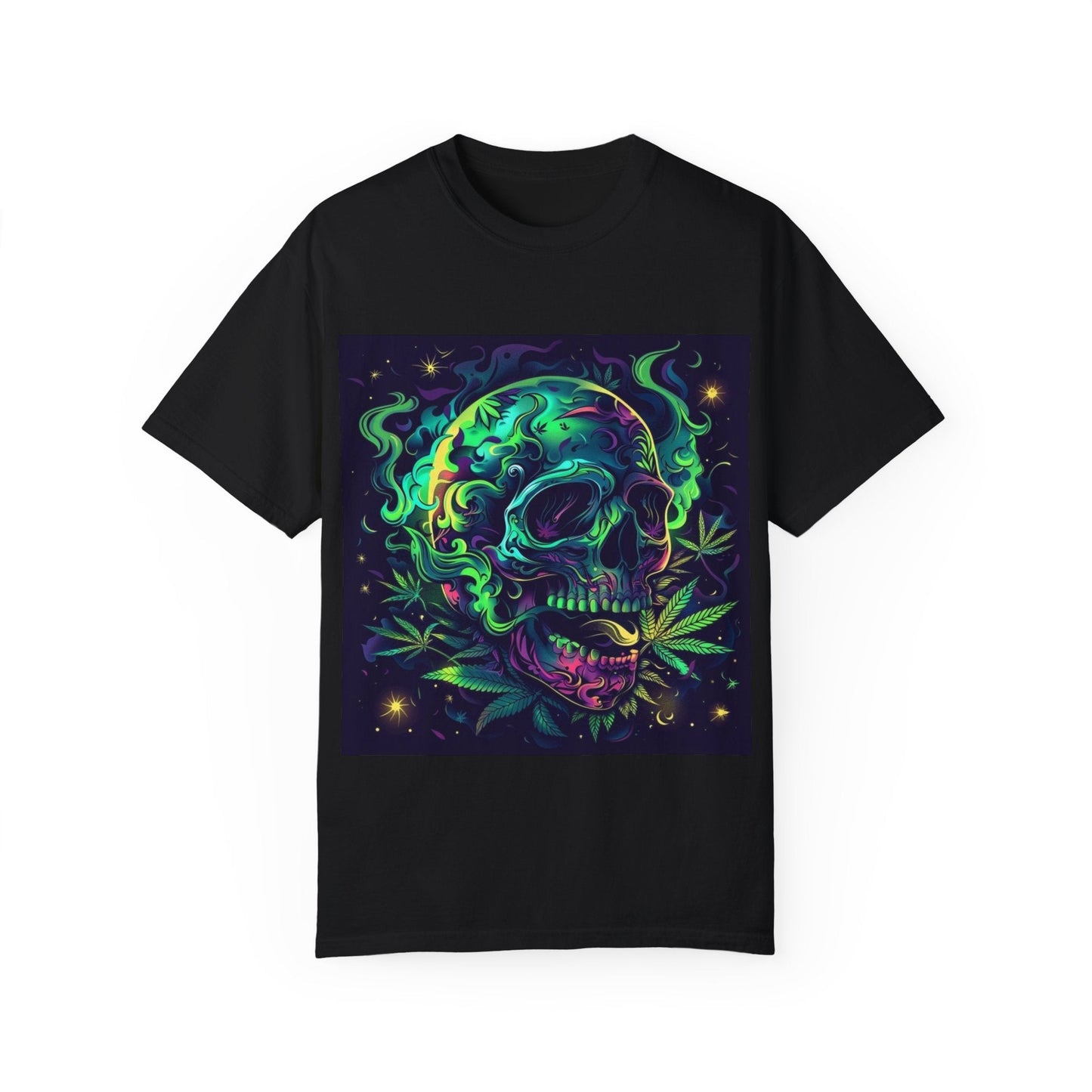 Vibrant Skull & Cannabis Unisex Tee - Perfect for Festivals & Everyday Wear