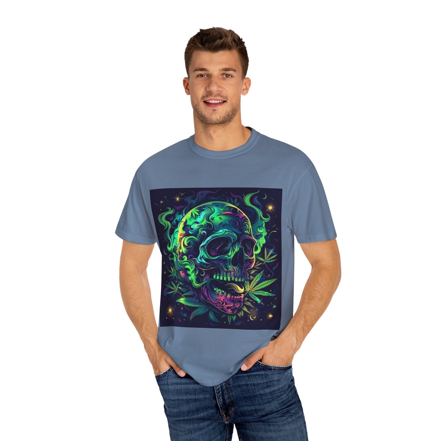 Vibrant Skull & Cannabis Unisex Tee - Perfect for Festivals & Everyday Wear
