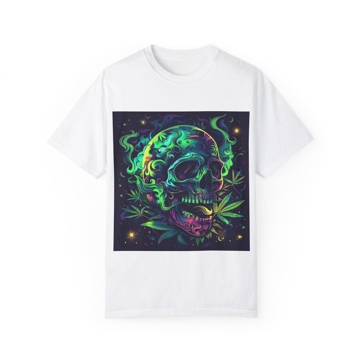 Vibrant Skull & Cannabis Unisex Tee - Perfect for Festivals & Everyday Wear