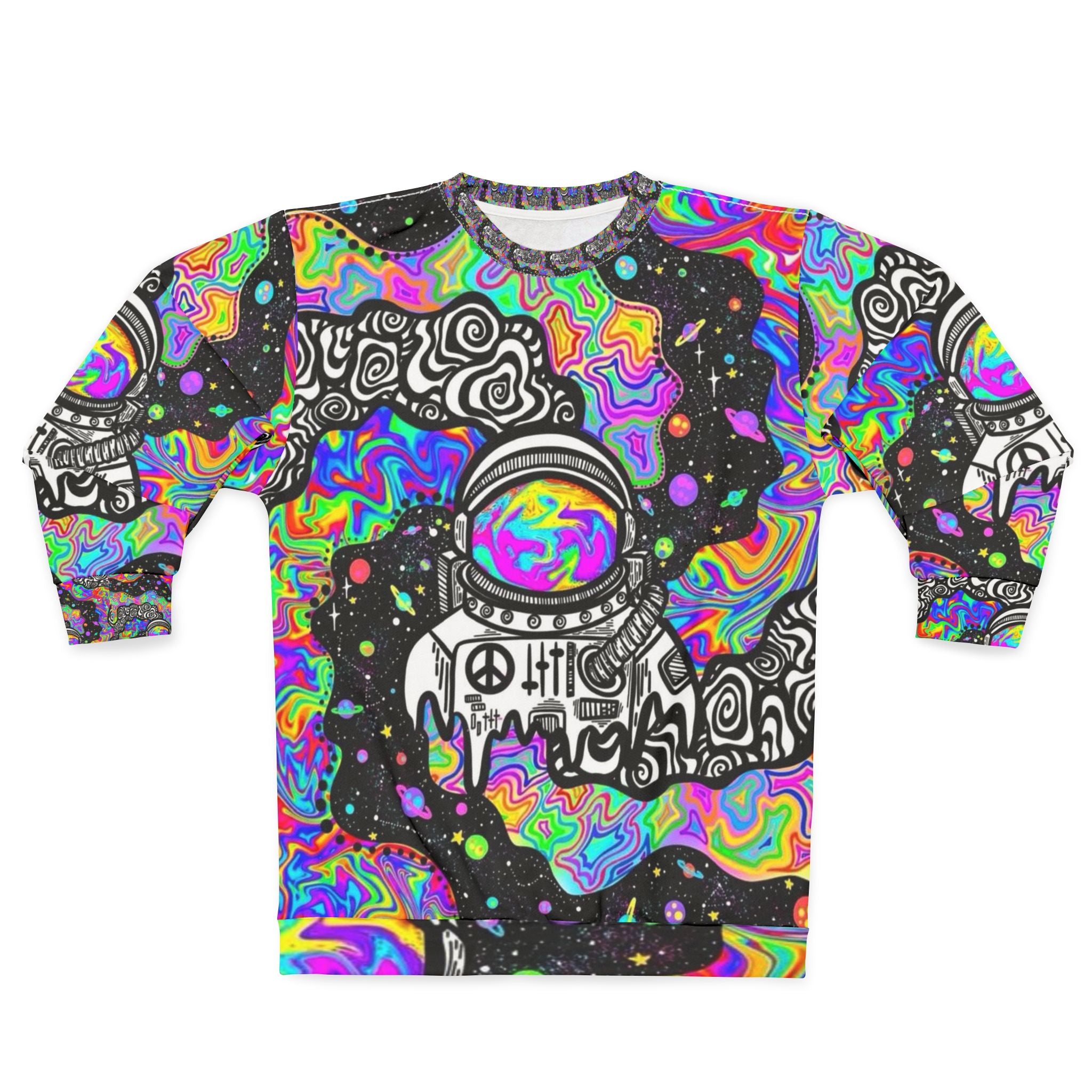 Psychedelic Astronaut Sweatshirt - Unisex Vintage Style, Gifts for Space Lovers, Trendy Fashion, Cozy Wear, Unique Graphic Apparel
