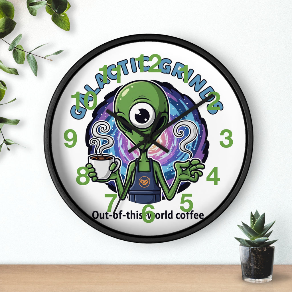 Out-of-This-World Alien Wall Clock | Galactic Grinds Decor | Fun Unique Timepiece for Coffee Lovers | Playful Gift Idea | Space Theme Home
