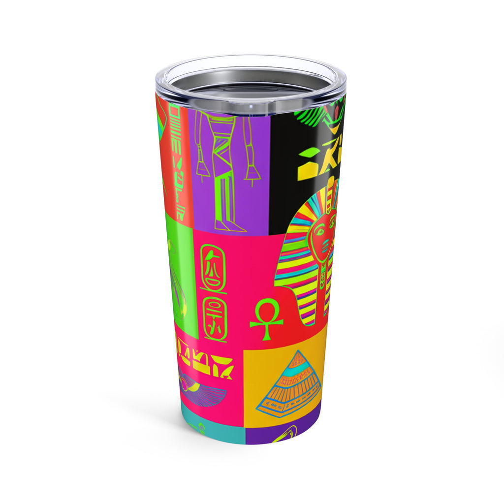 Colorful Egypt-Inspired Tumbler 20oz, Fun Travel Mug, Bohemian Drinkware, Unique Gift for Egypt Lovers, Vibrant Insulated Cup