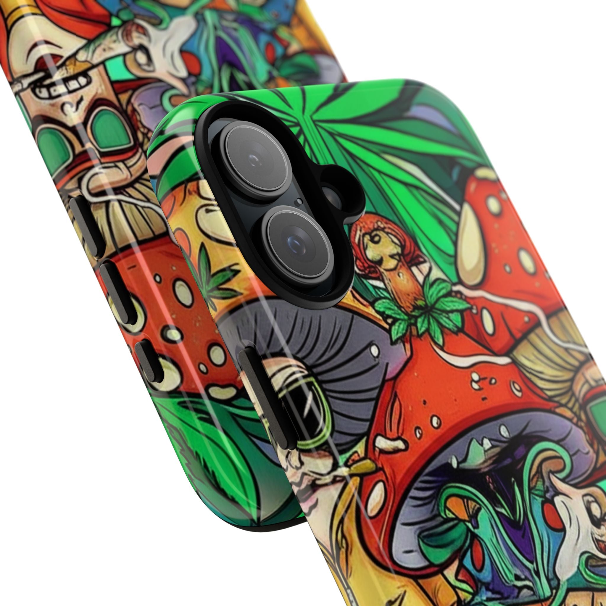 Vibrant Phone Case Featuring Funky Mushroom Art, Tough Cases, Trendy Accessories, Unique Gifts, Eclectic Style, Phone Protection