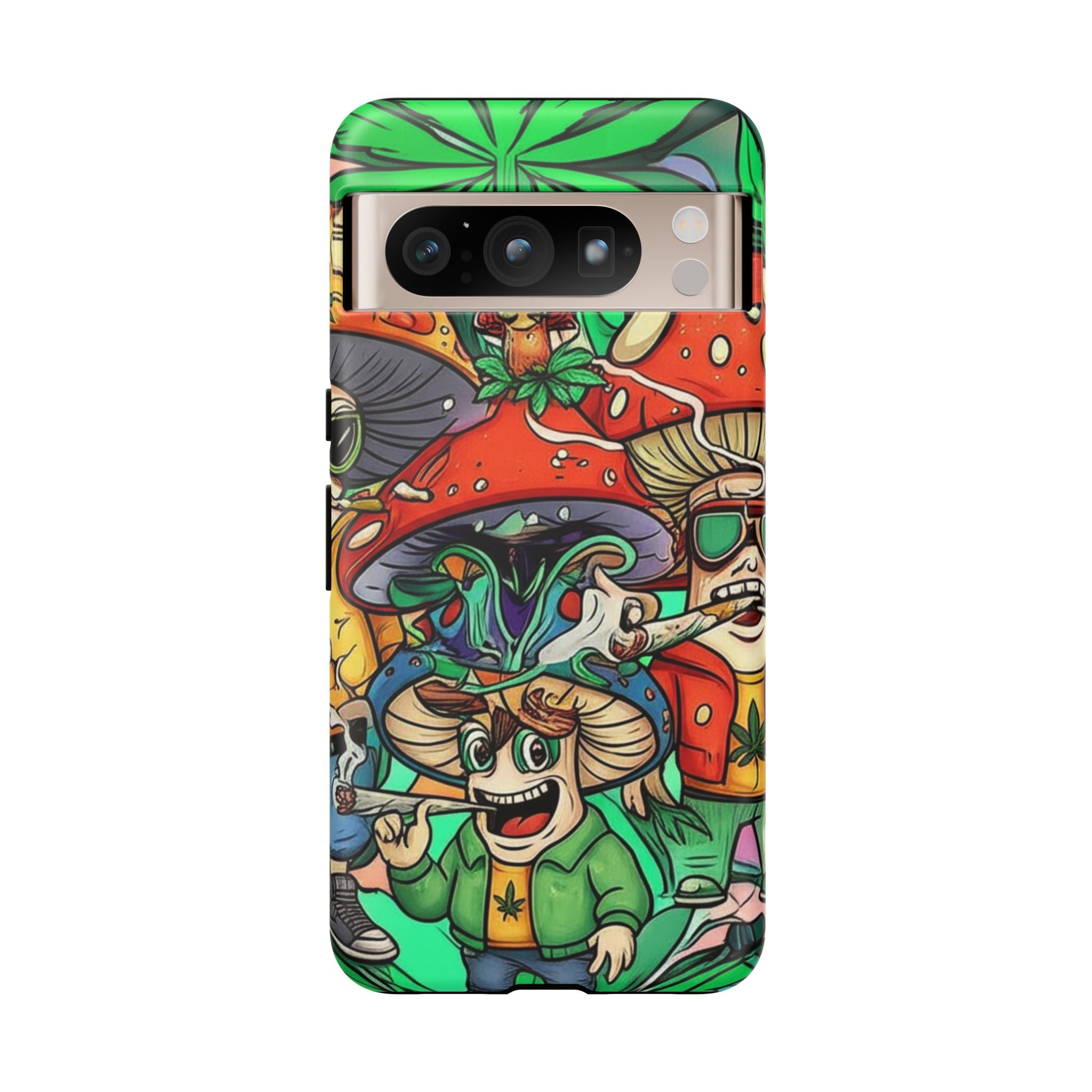 Vibrant Phone Case Featuring Funky Mushroom Art, Tough Cases, Trendy Accessories, Unique Gifts, Eclectic Style, Phone Protection