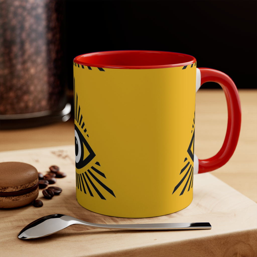 Mystical Eye Accent Mug - Bohemian Coffee Cup, Unique Gift for Occasions, Artistic Home Decor, Tea Mug, Spirituality