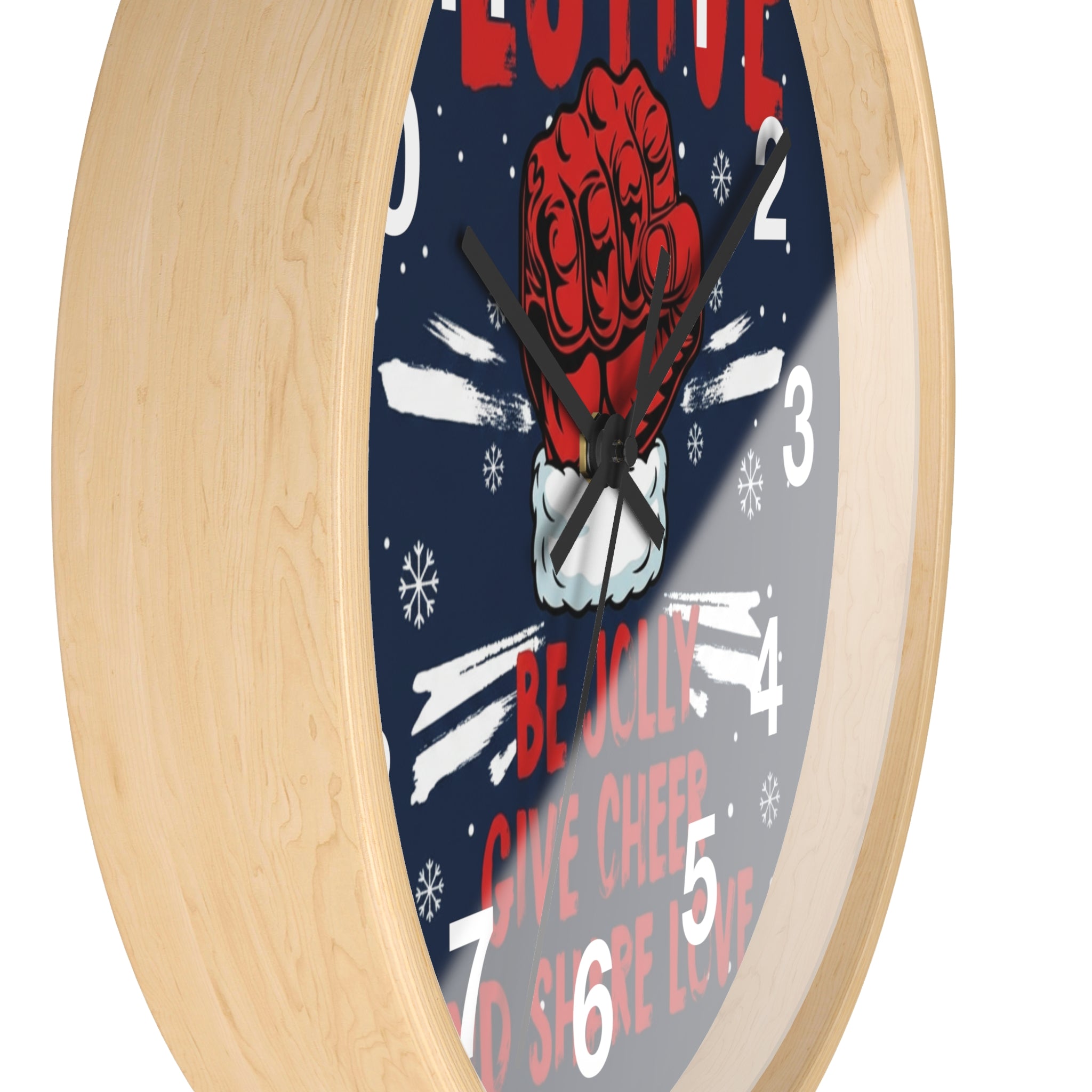 Festive Holiday Wall Clock — "Be Jolly, Give Cheer and Share Love"