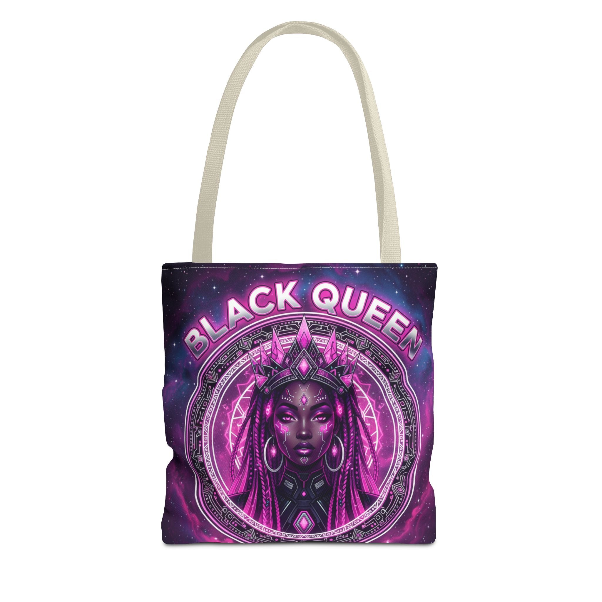 Black Queen Art Tote Bag — Afrocentric Cosmic Portrait Tote