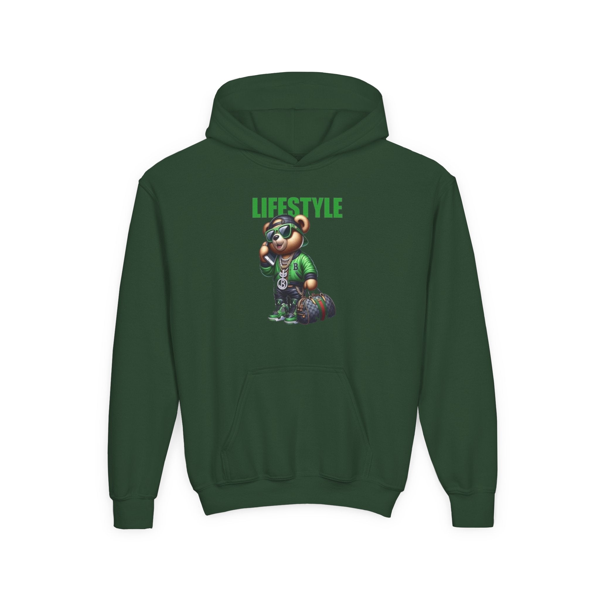 Youth Hooded Sweatshirt with Lifestyle Design - Cozy, Stylish, Fun Wear for Kids, Perfect for Casual Days, Gift Ideas, Streetwear