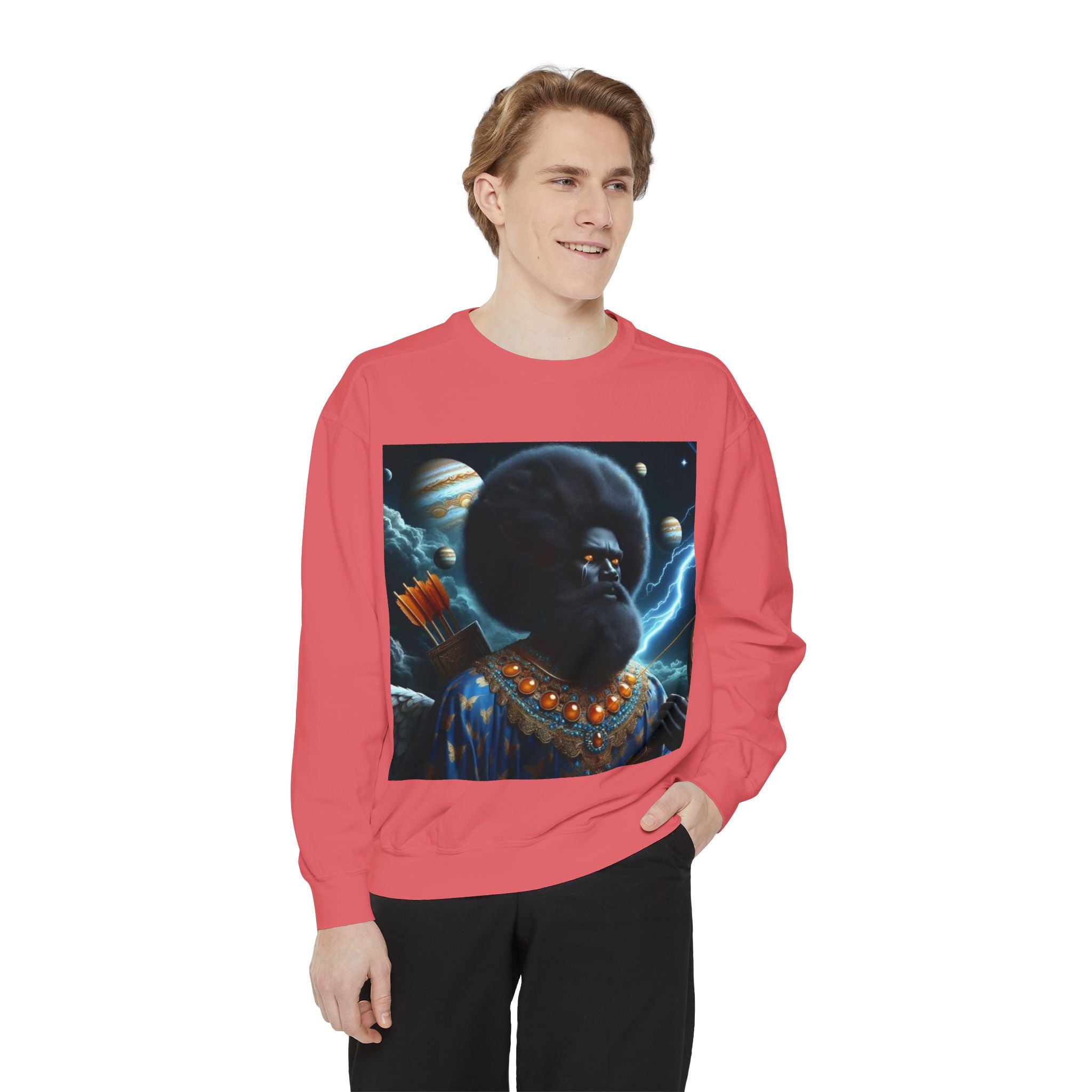 Cosmic Vibes Sweatshirt, Unisex Garment-Dyed Crewneck Sweatshirt, Unique Art Apparel, Fashion Gift, Space-Inspired Clothing, Trendy Casual