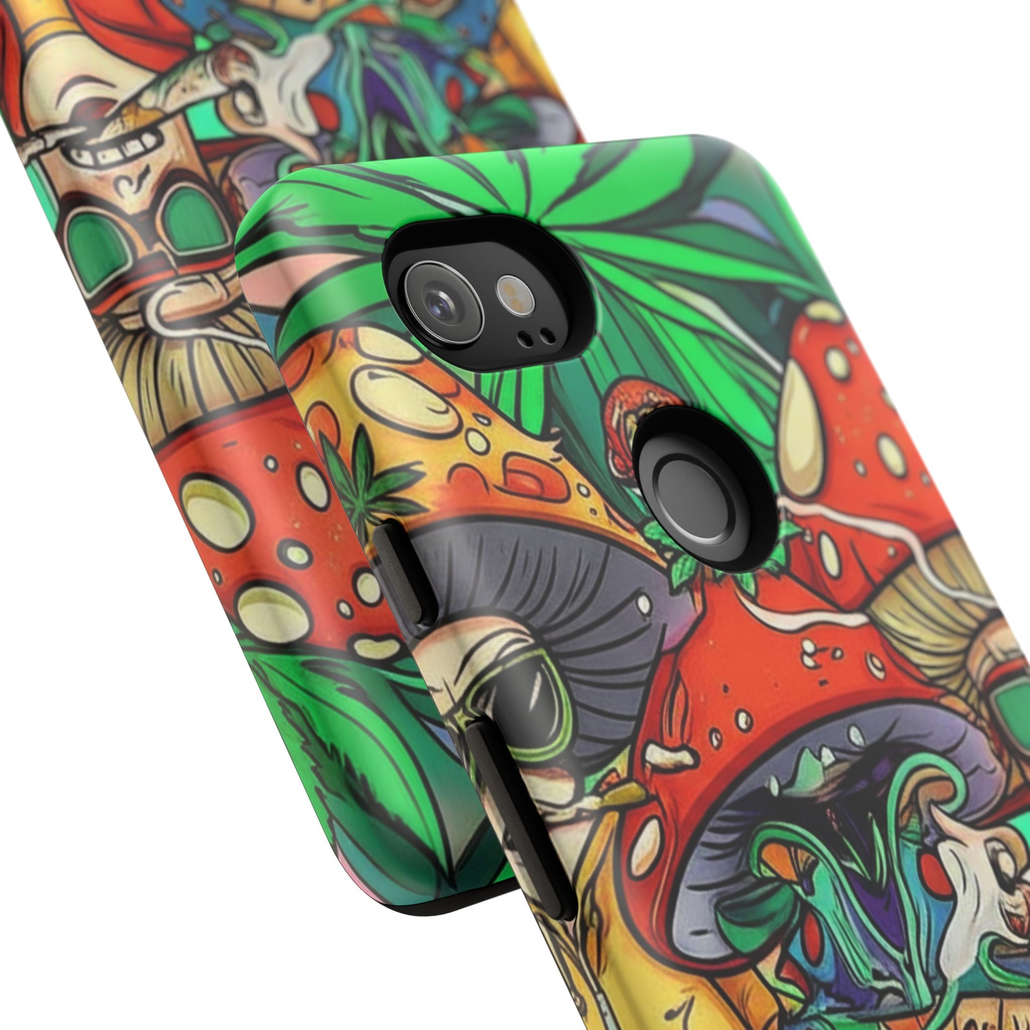Vibrant Phone Case Featuring Funky Mushroom Art, Tough Cases, Trendy Accessories, Unique Gifts, Eclectic Style, Phone Protection