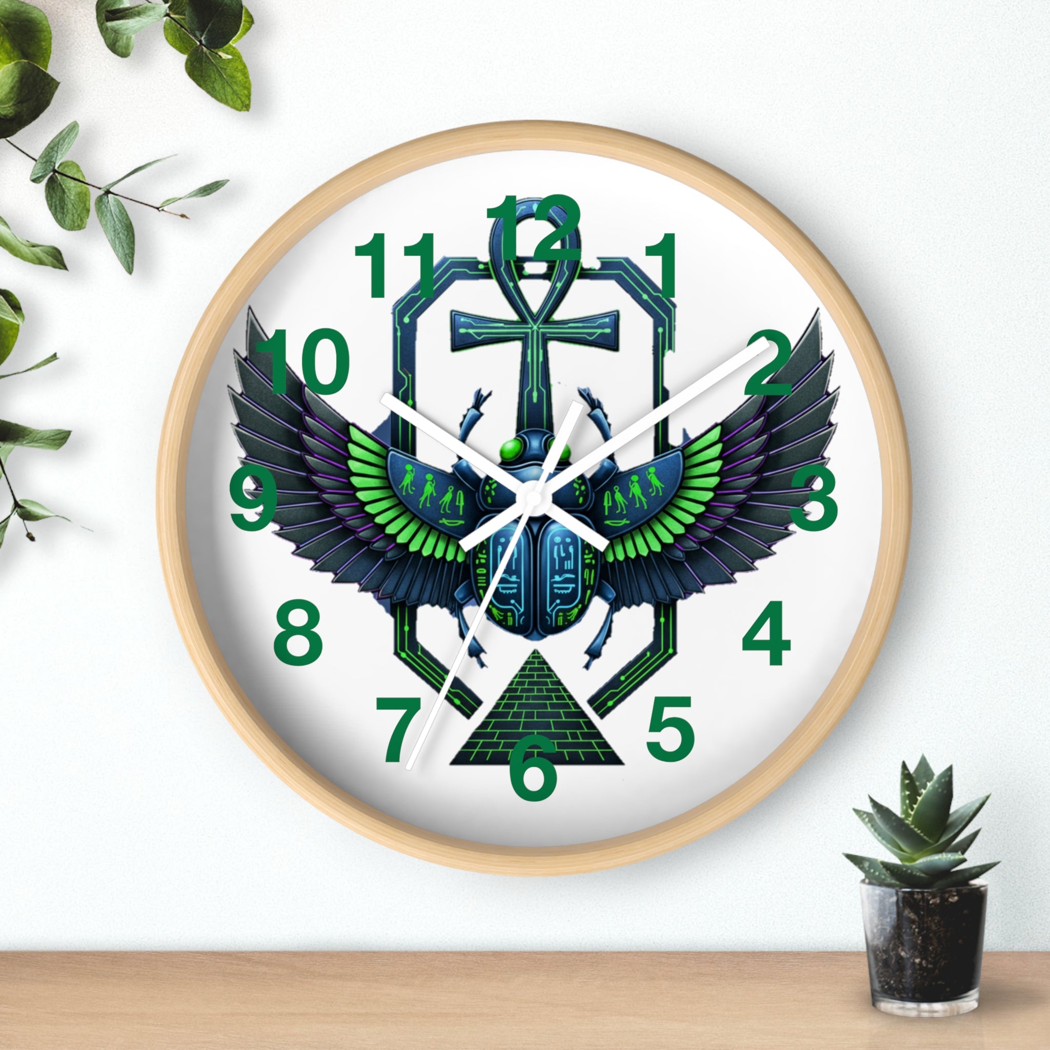 Egyptian Inspired Wall Clock, Unique Home Decor, Gift for Her, Vintage Style, Bohemian Wall Art, Eco-Friendly Timepiece