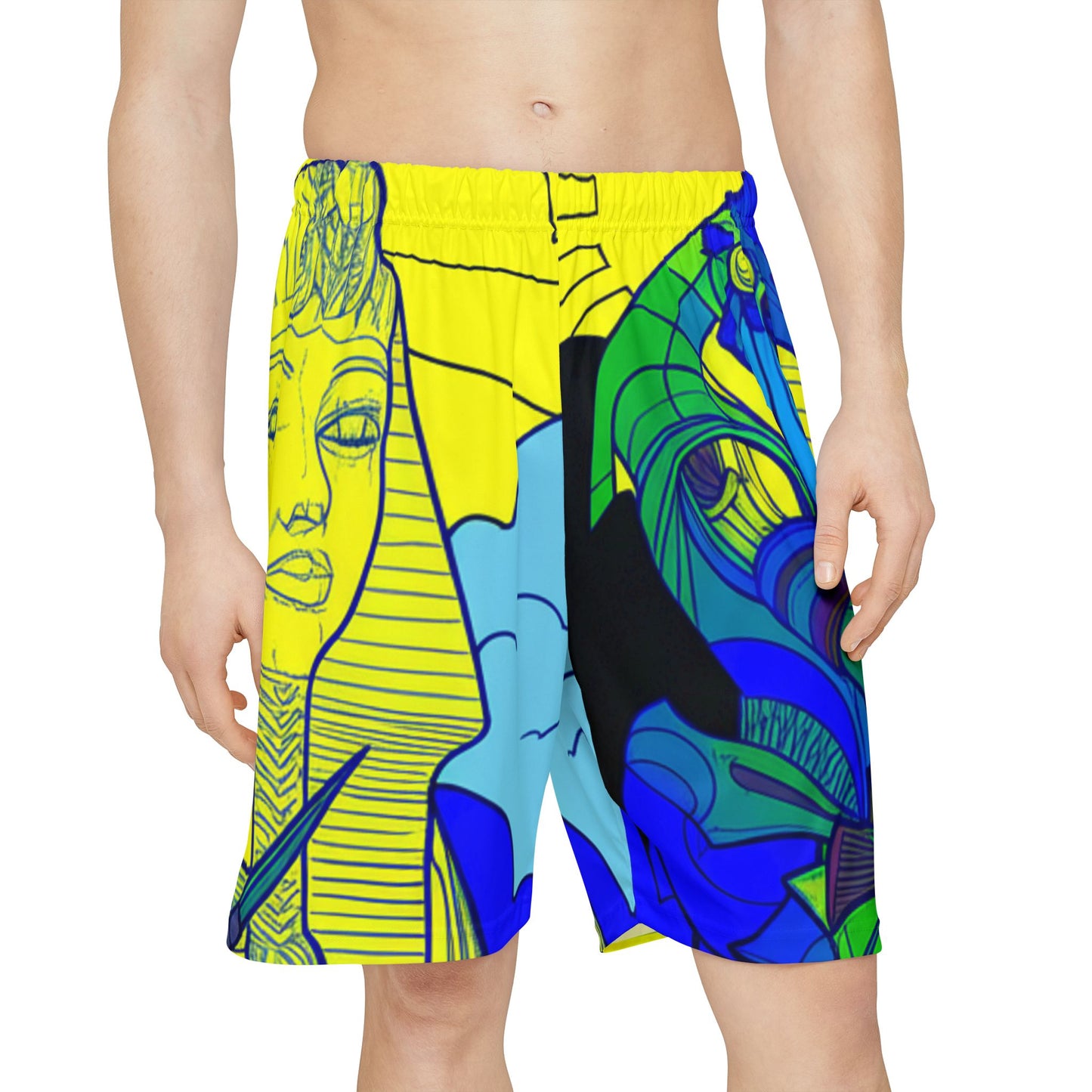 Copy of Vibrant Egyptian Themed Men's Sports Shorts, Cool Beach Shorts, Workout Wear, Summer Activewear, AOP Athletic Shorts