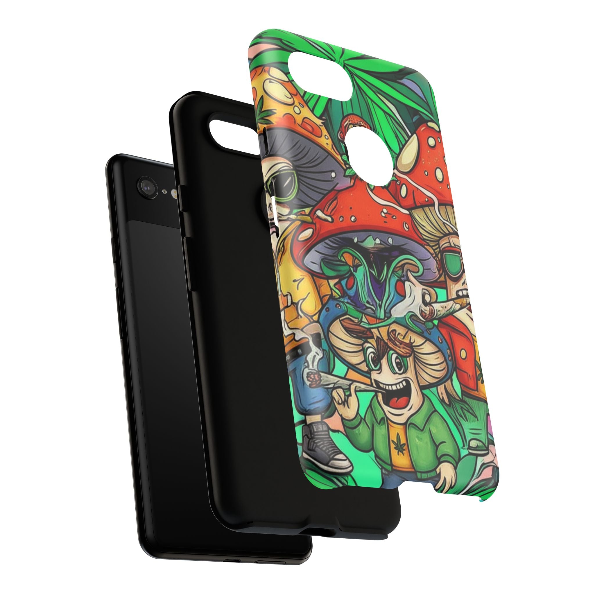 Vibrant Phone Case Featuring Funky Mushroom Art, Tough Cases, Trendy Accessories, Unique Gifts, Eclectic Style, Phone Protection