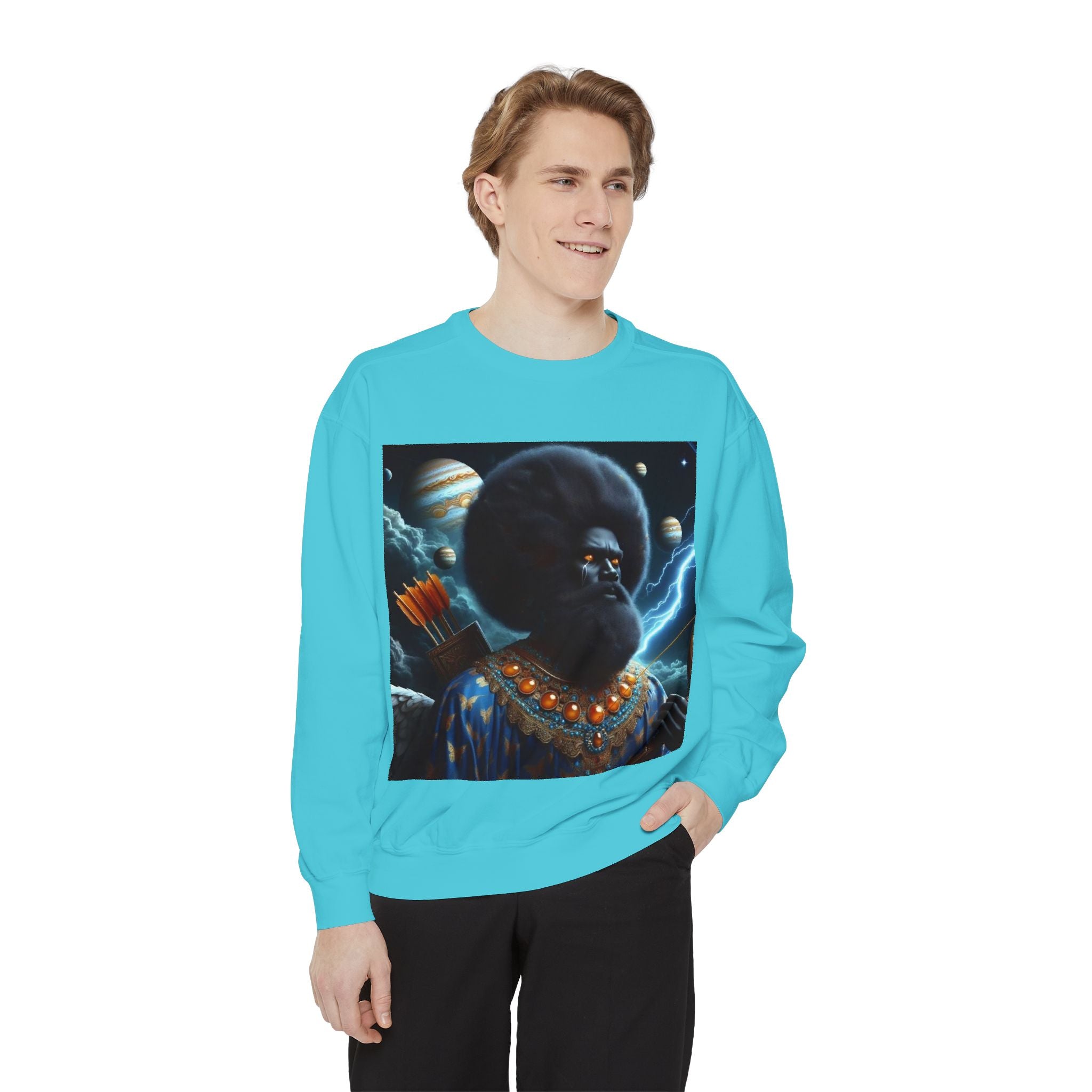 Cosmic Vibes Sweatshirt, Unisex Garment-Dyed Crewneck Sweatshirt, Unique Art Apparel, Fashion Gift, Space-Inspired Clothing, Trendy Casual