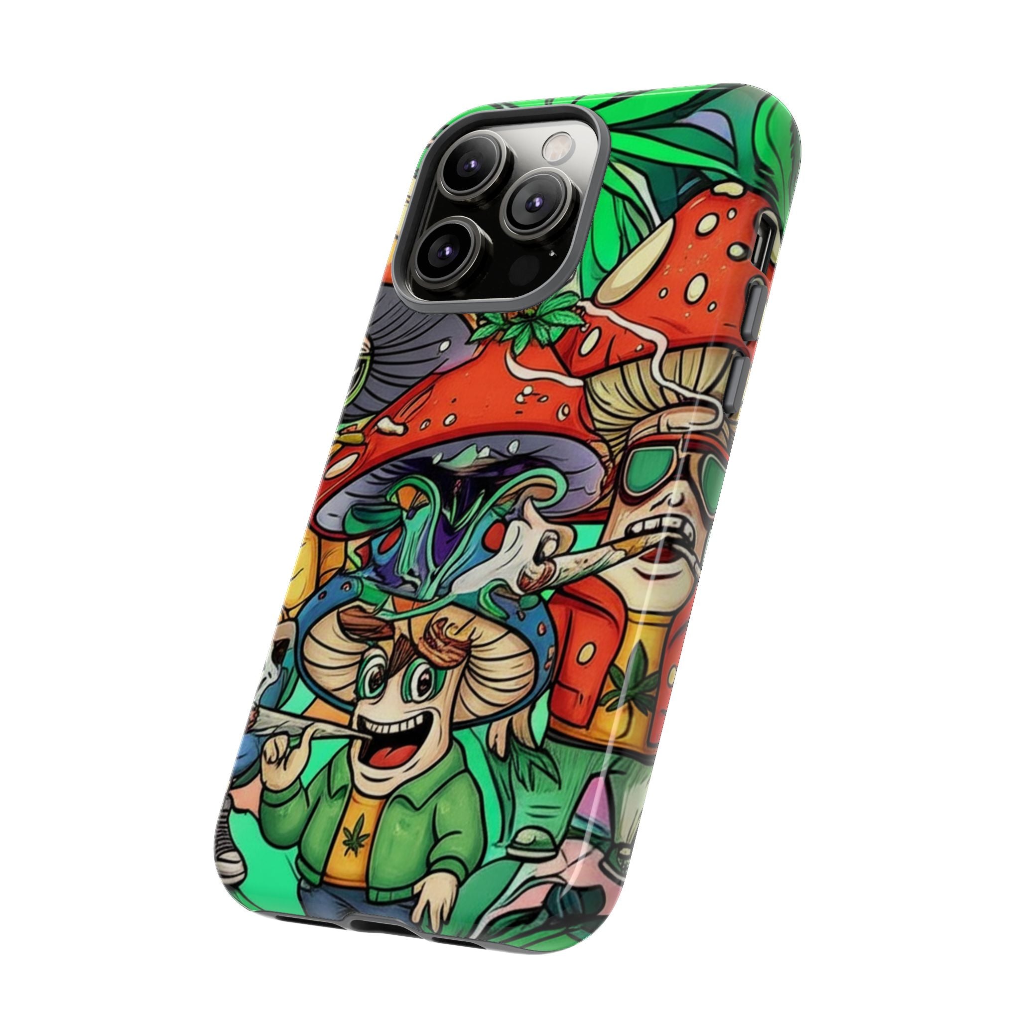Vibrant Phone Case Featuring Funky Mushroom Art, Tough Cases, Trendy Accessories, Unique Gifts, Eclectic Style, Phone Protection