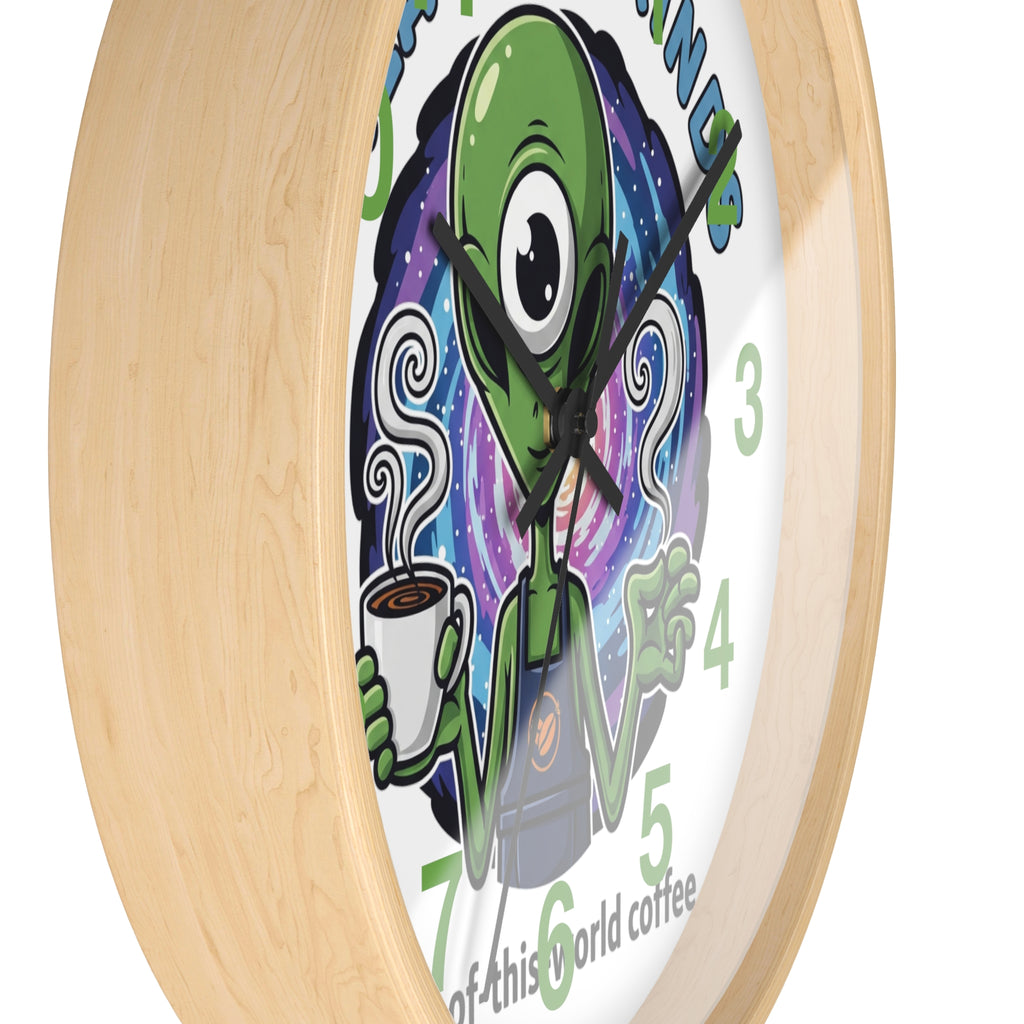 Out-of-This-World Alien Wall Clock | Galactic Grinds Decor | Fun Unique Timepiece for Coffee Lovers | Playful Gift Idea | Space Theme Home