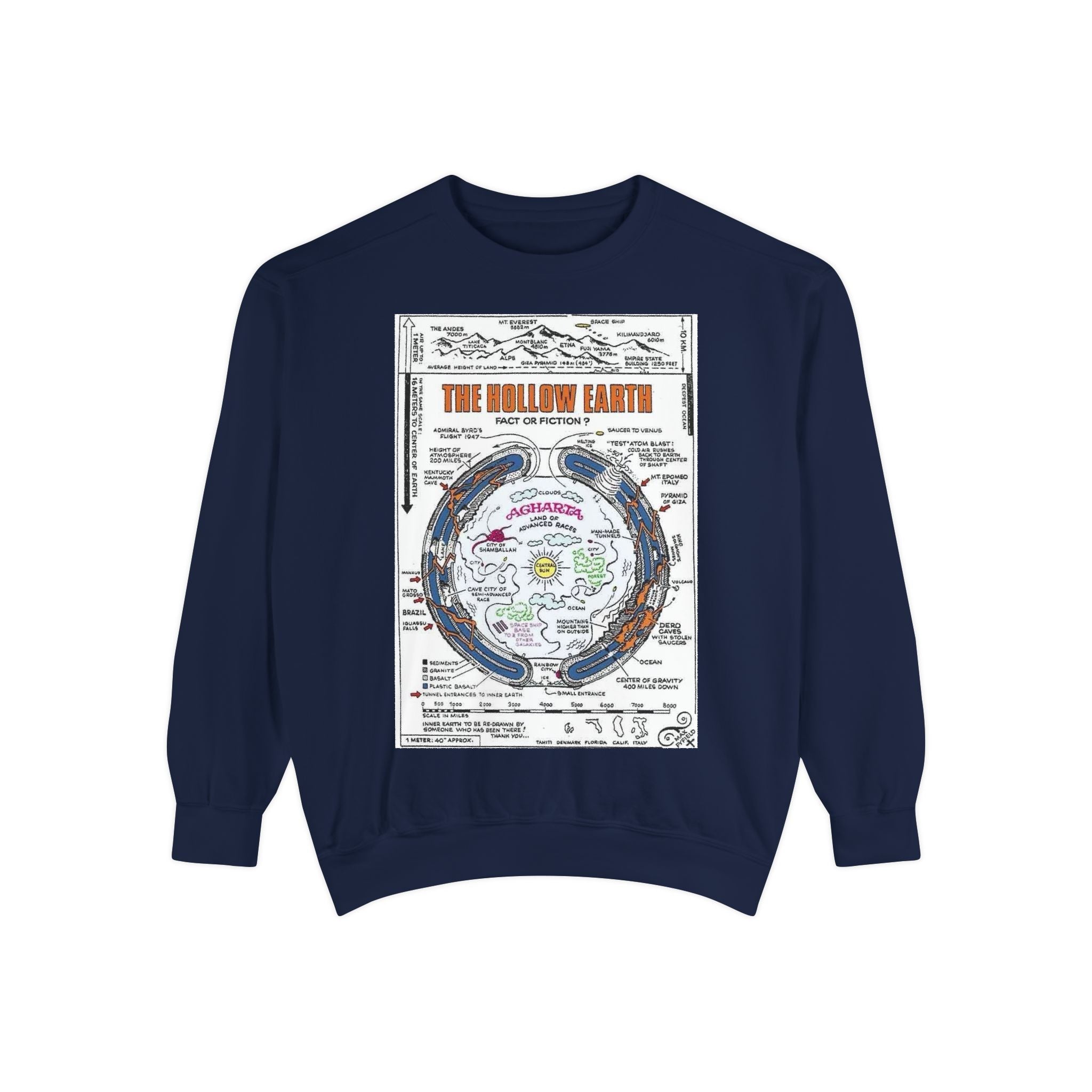 Hollow Earth Sweatshirt, Unisex Garment-Dyed Crewneck, Cozy Gift for Science Lovers, Earth Day Apparel, Great for Casual Wear