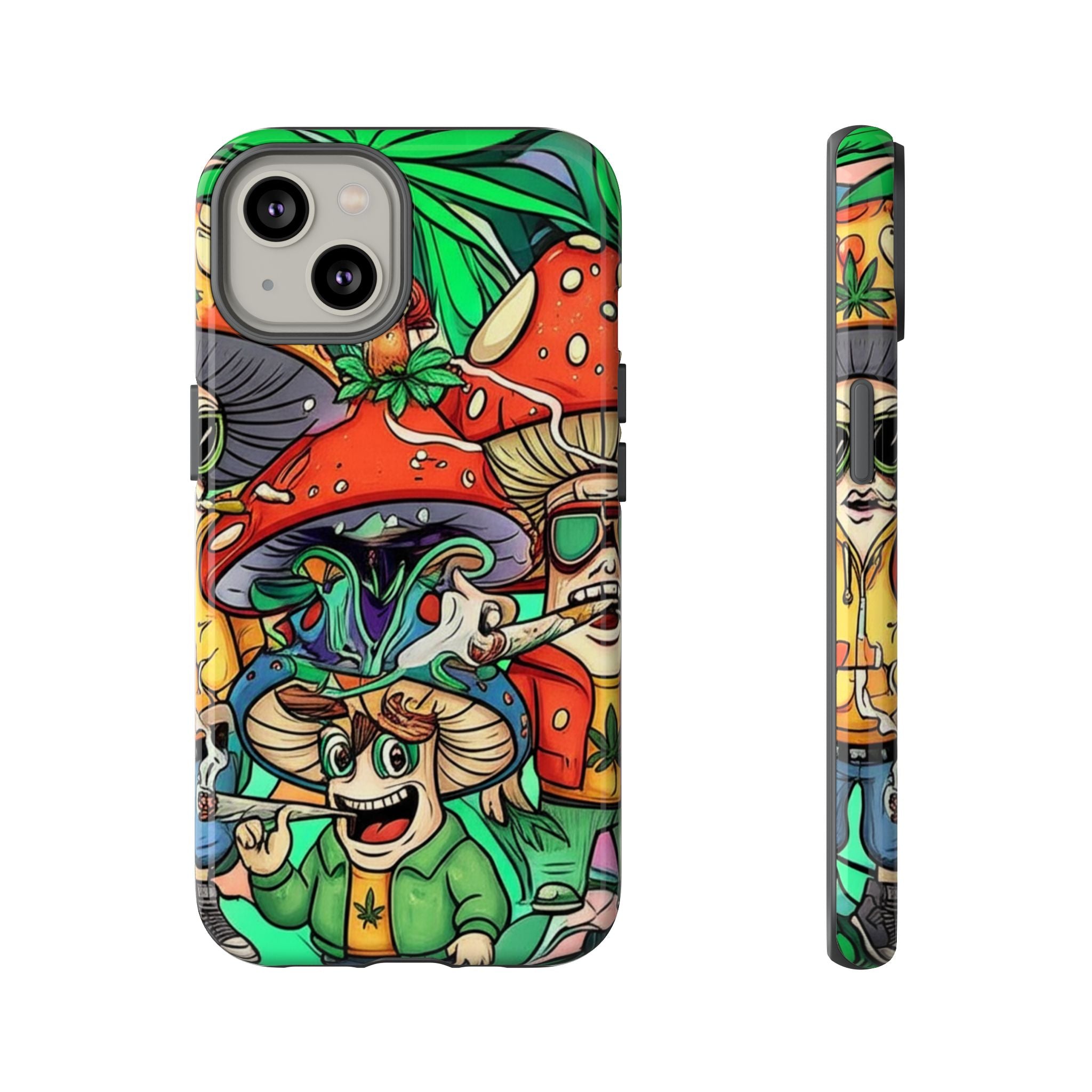 Vibrant Phone Case Featuring Funky Mushroom Art, Tough Cases, Trendy Accessories, Unique Gifts, Eclectic Style, Phone Protection